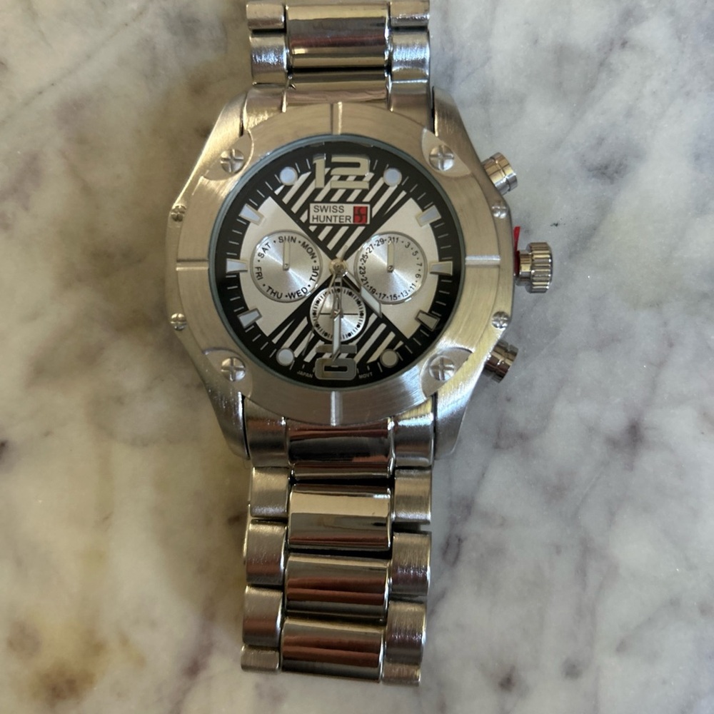 Swiss Hunter Silver Watch